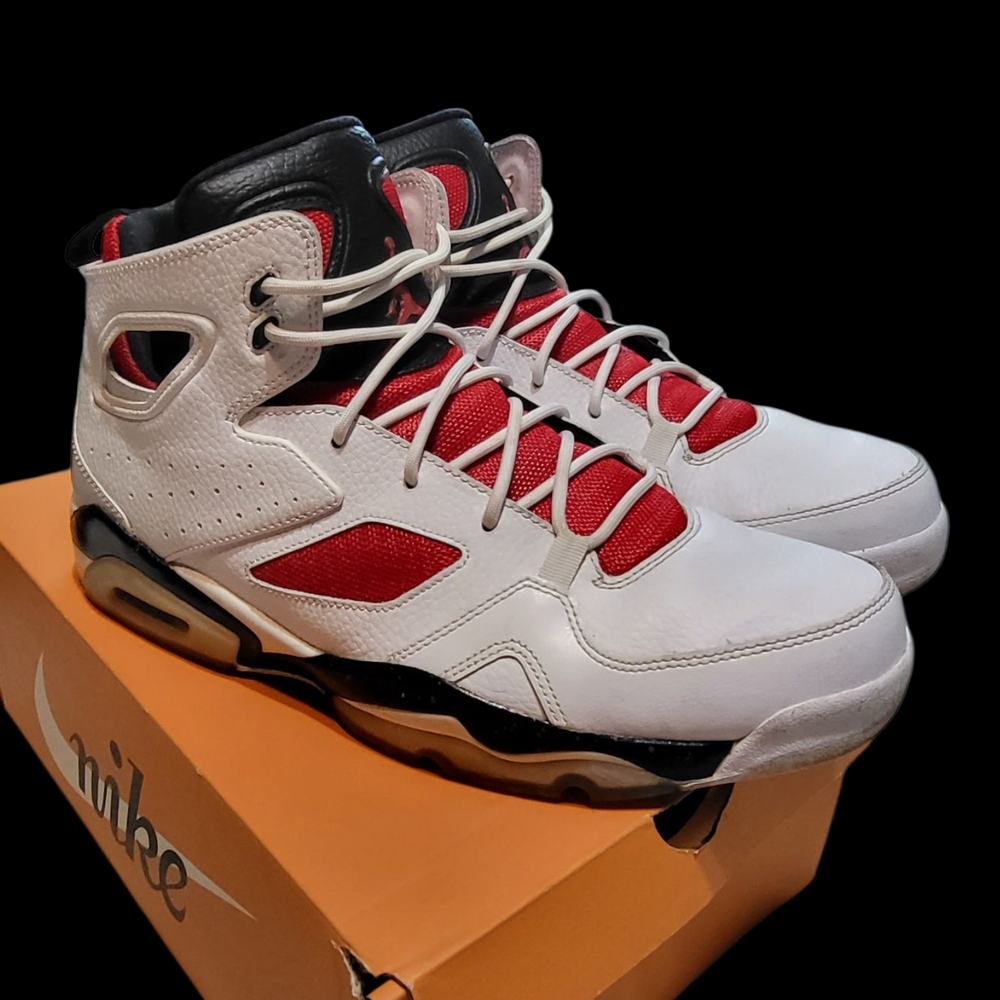 Nike White and Red High-Top Sneakers